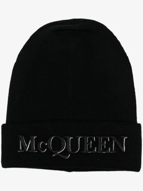 Alexander McQueen gorro de cachemira con logo bordado