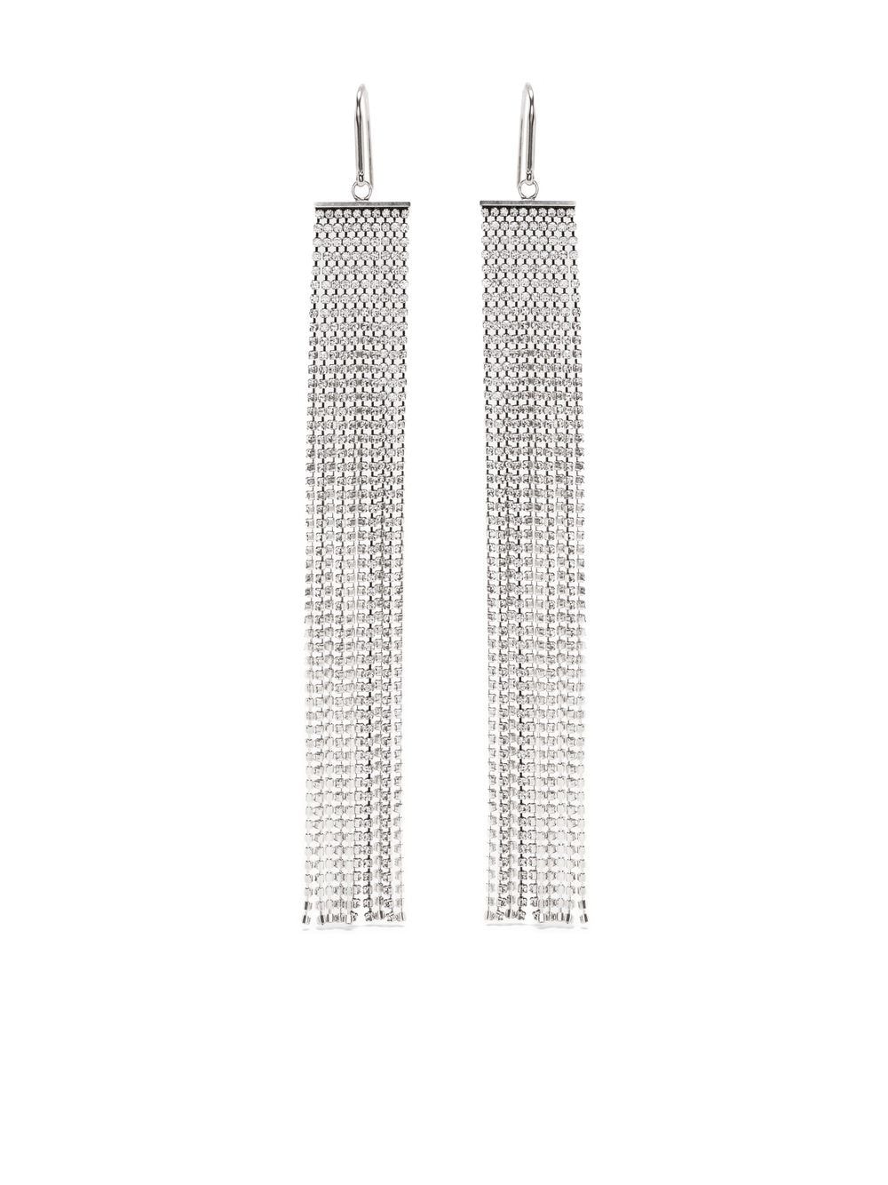 Isabel Marant Glass Crystal-embellished Drop Earrings In Silver