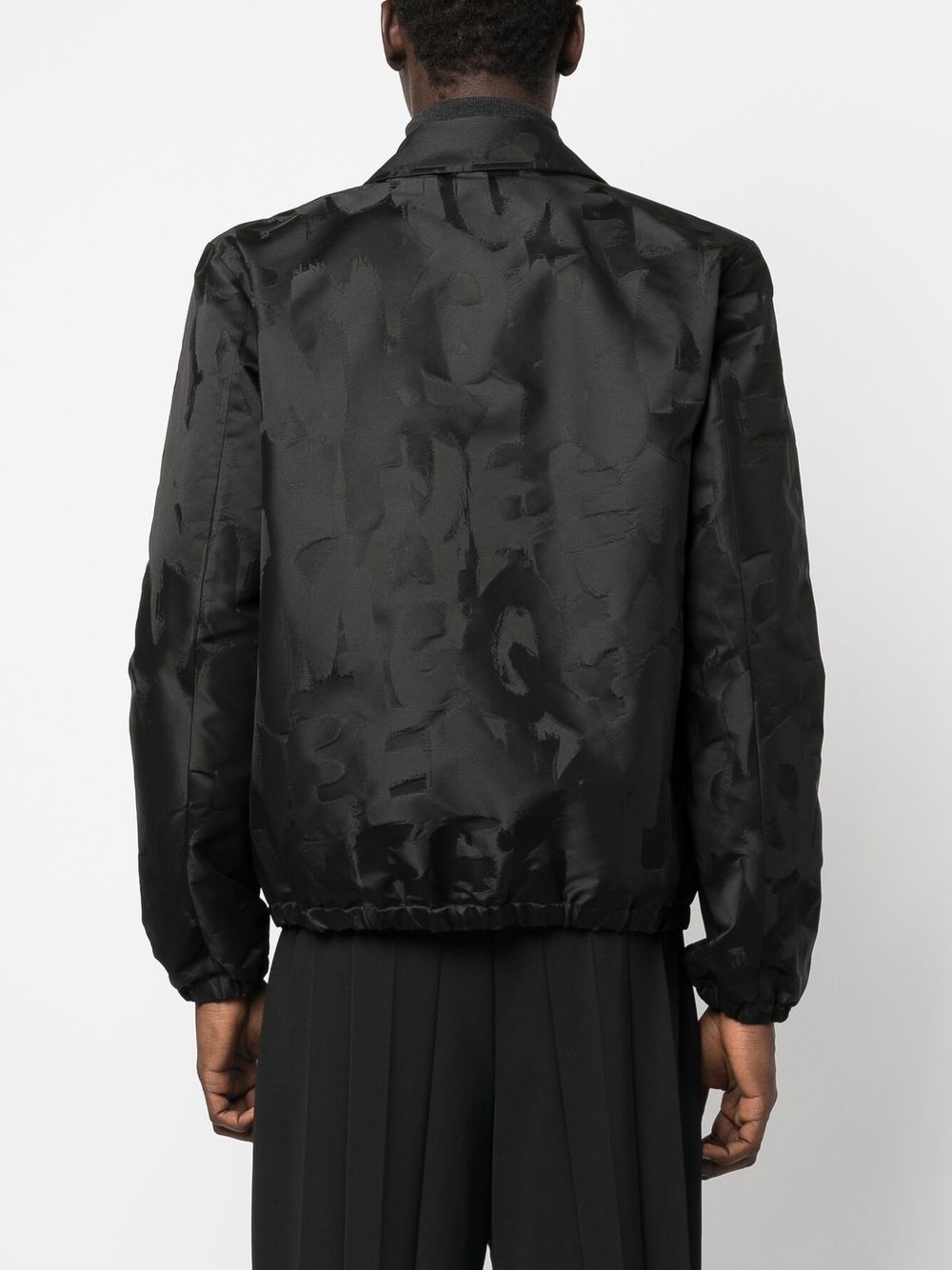 Shop Alexander Mcqueen Satin Collared Bomber Jacket In Black