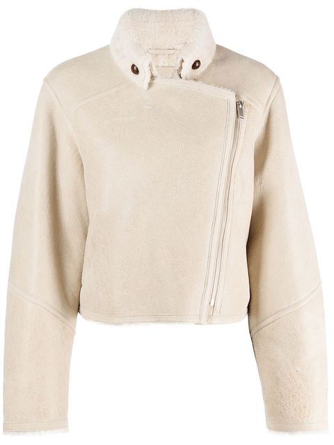 MARANT ÉTOILE shearling-trim zip-fastening jacket