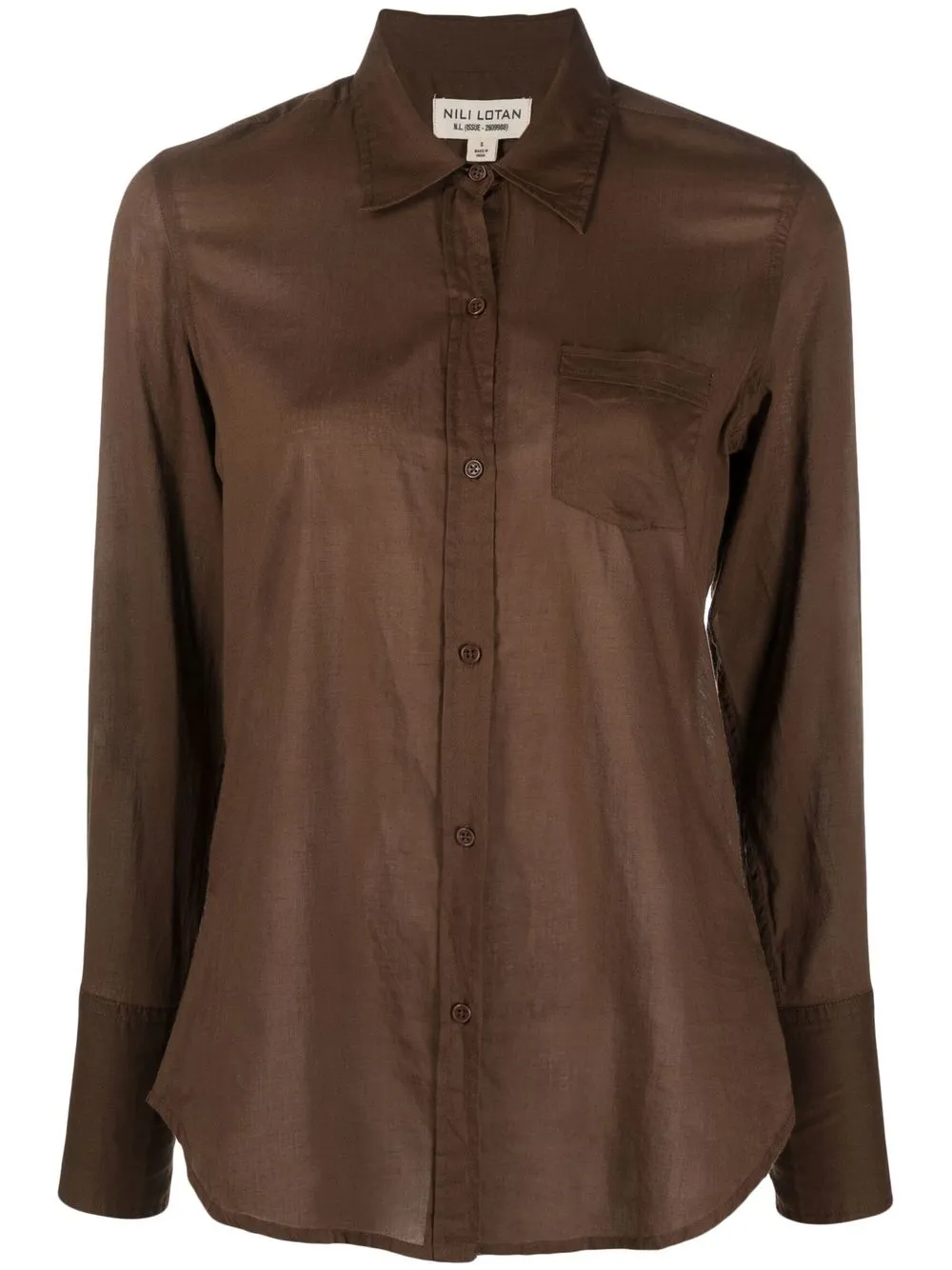 

Nili Lotan long-sleeved cotton shirt - Brown