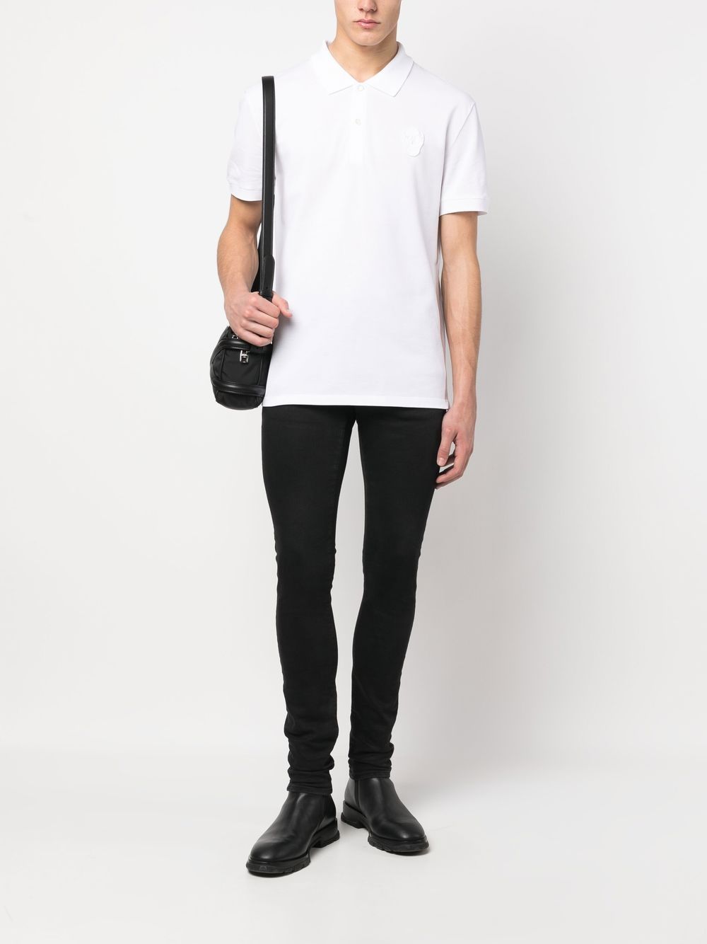 Shop Alexander Mcqueen Skull-patch Polo Shirt In White