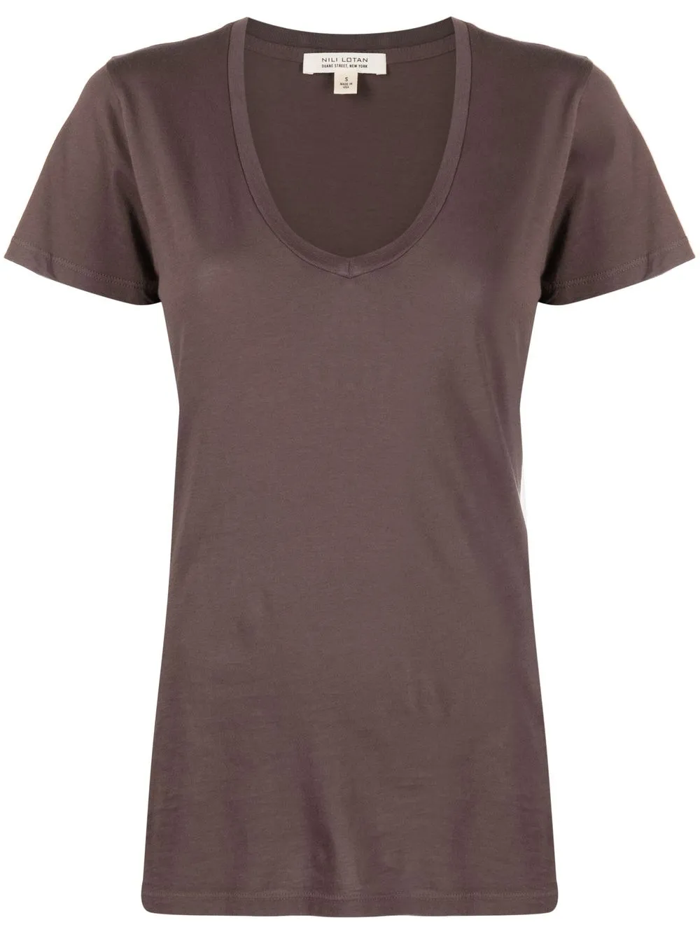 

Nili Lotan V-neck Supima cotton T-shirt - Brown