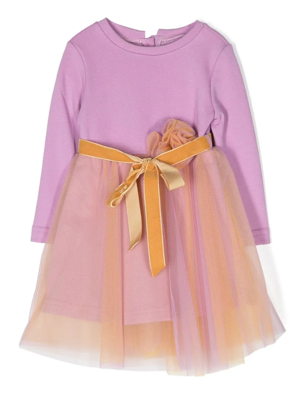 

Colorichiari tulle-detail long-sleeve dress - Purple