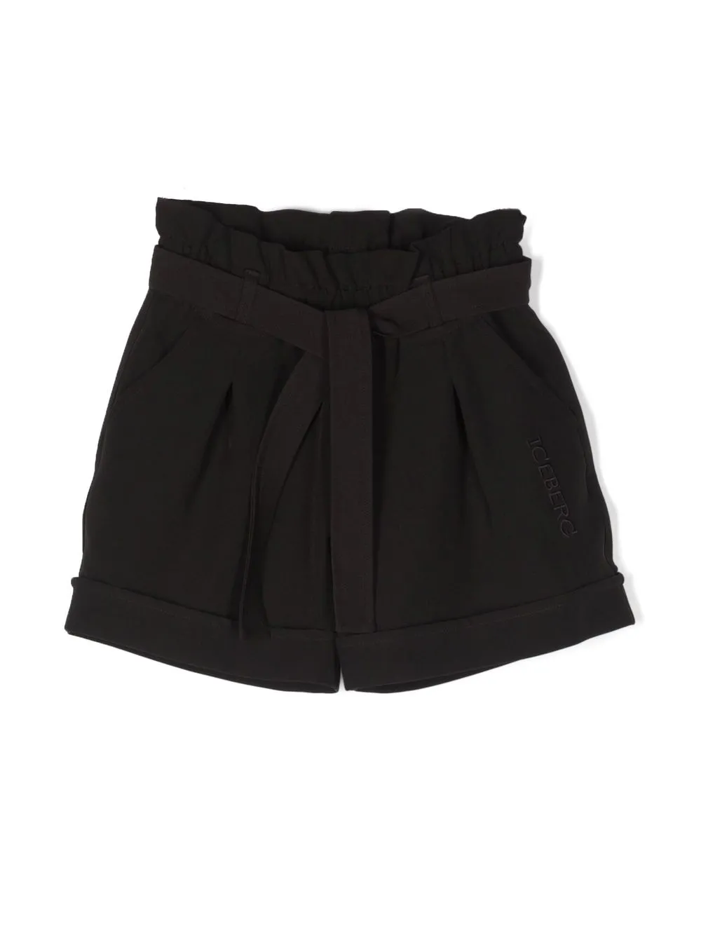 iceberg kids belted stretchy shorts - black