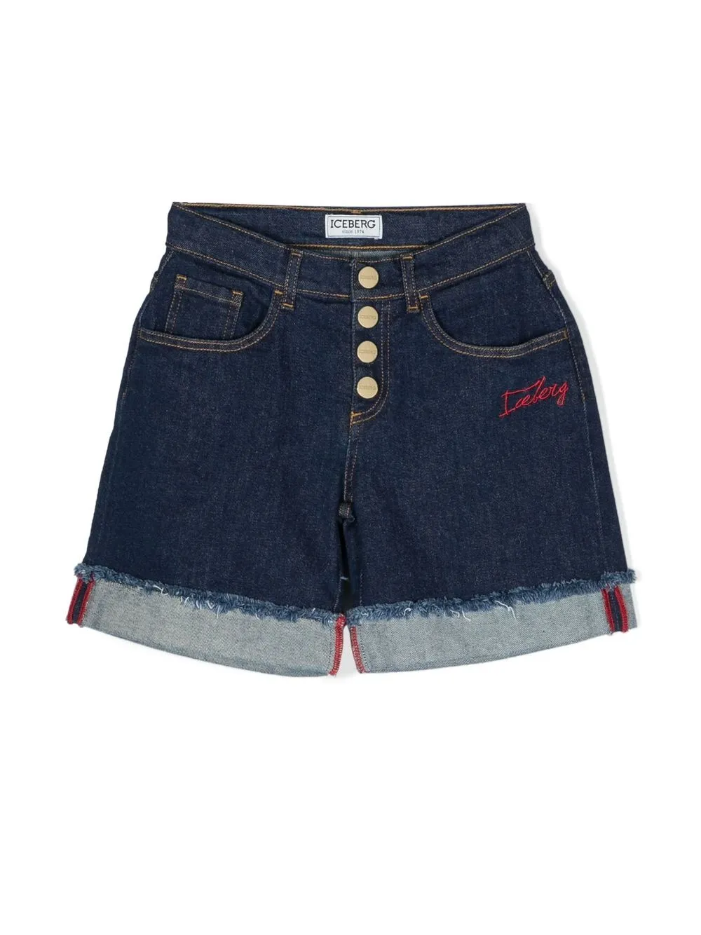 

Iceberg Kids embroidered logo denim shorts - Blue