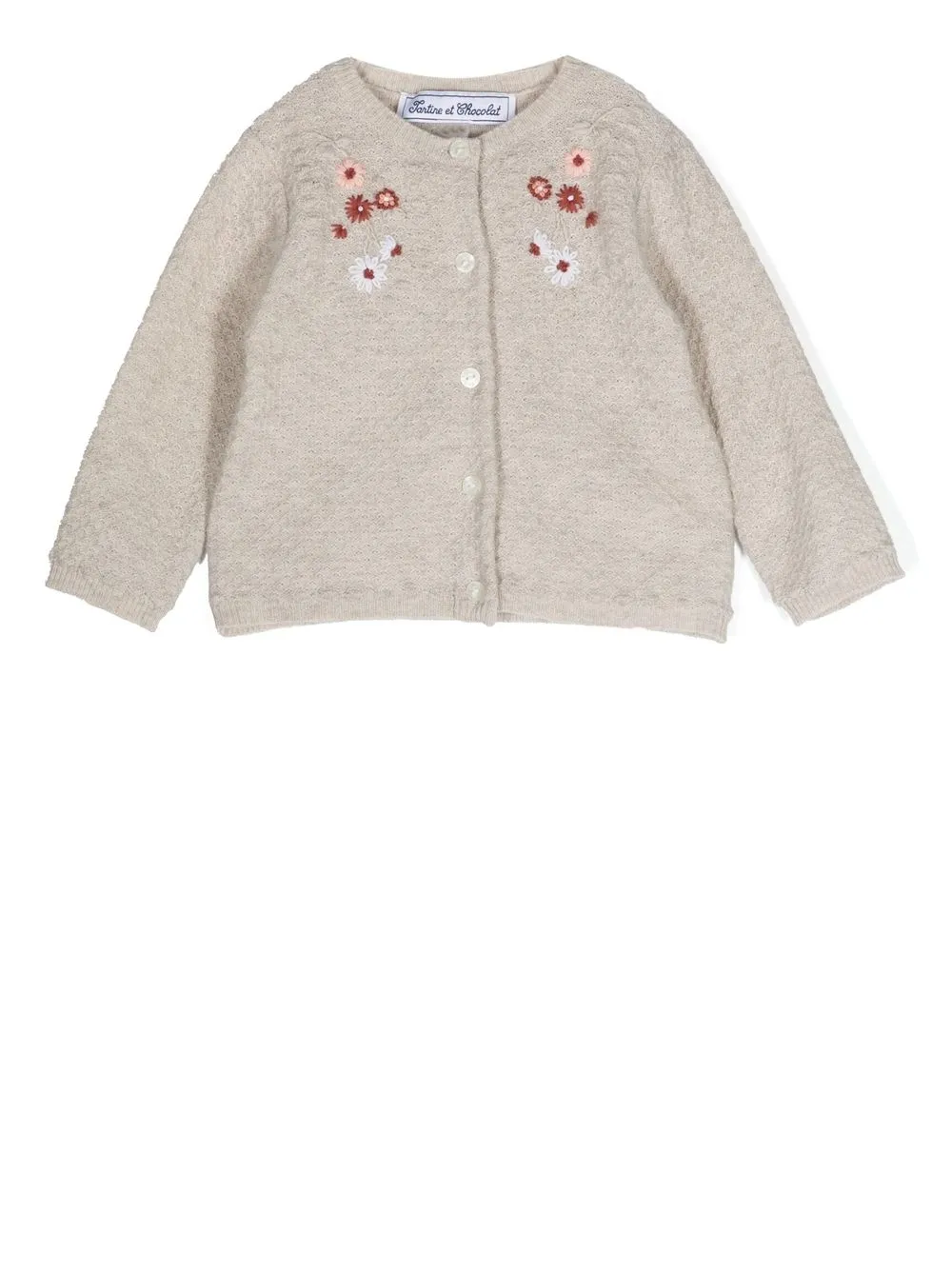 

Tartine Et Chocolat floral-embroidered cardigan - Neutrals