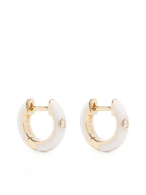 Ef Collection 14kt yellow gold enamel diamond huggie hoop earring