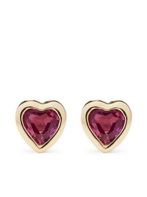 Ef Collection 14kt yellow gold Heart ruby stud earrings