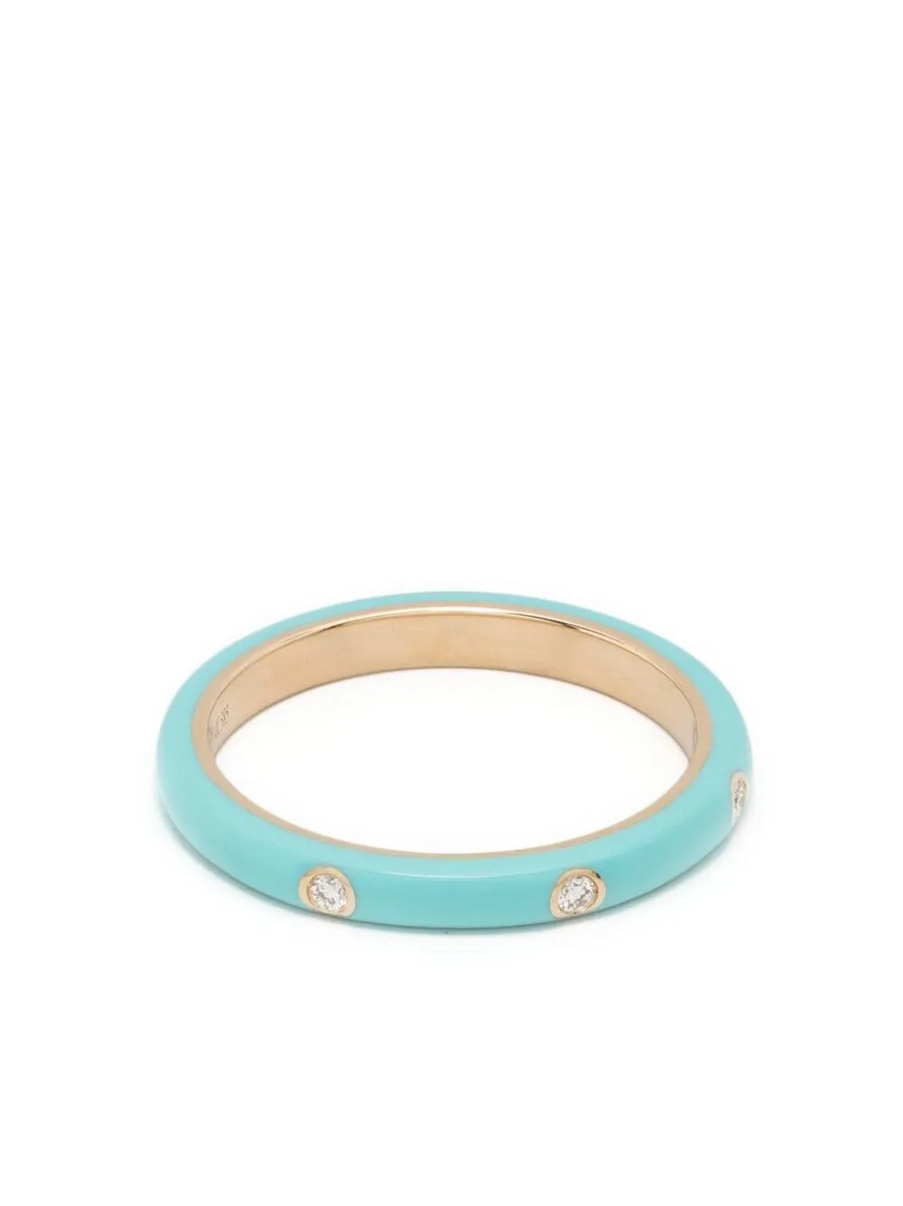 

Ef Collection 14kt yellow gold enamel diamond stack ring