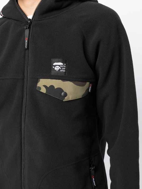 A BATHING APE® logo-patch full-zip Hoodie - Farfetch