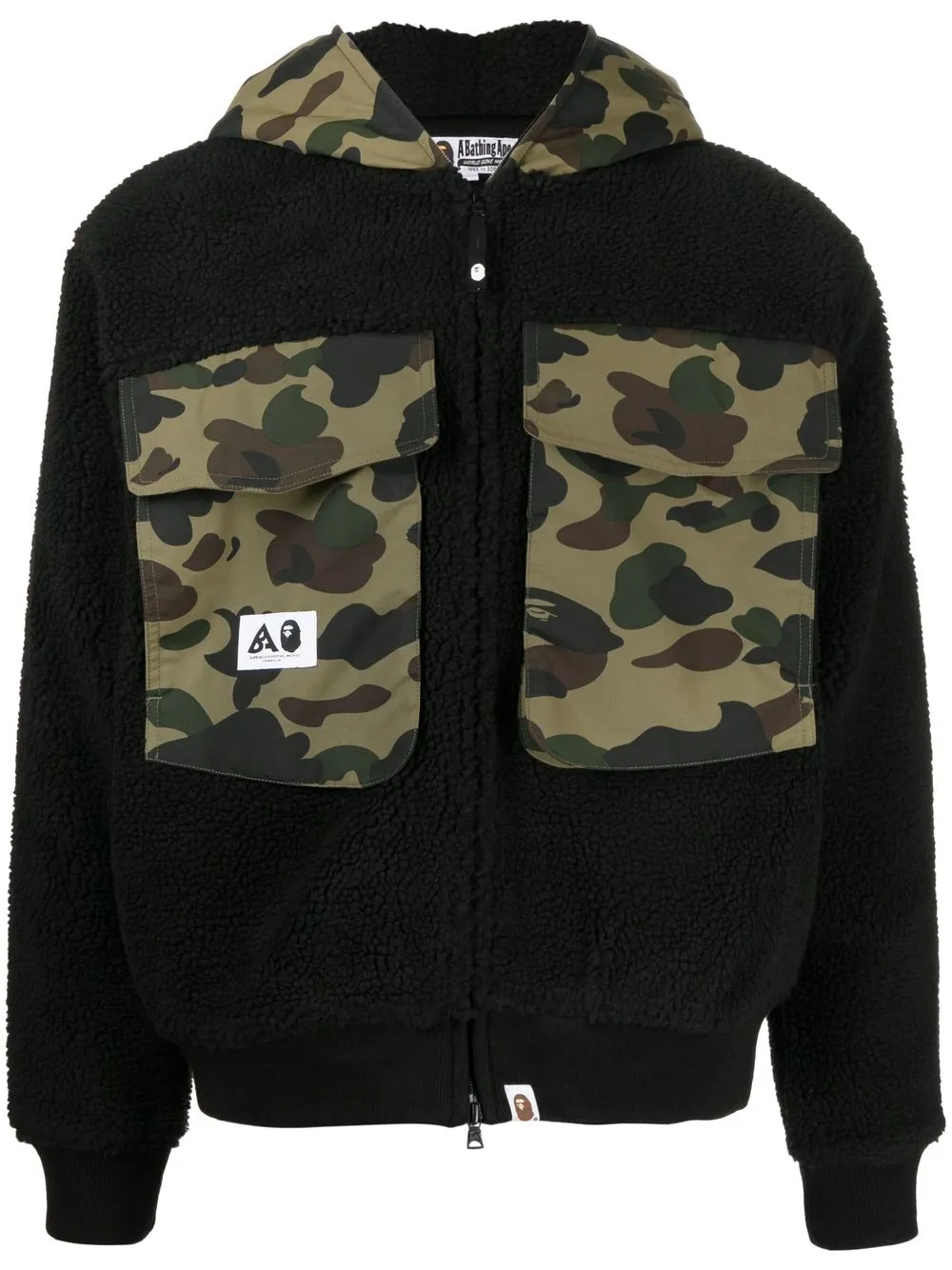 A Bathing Ape Textured Camouflage-print Hoodie In 黑色