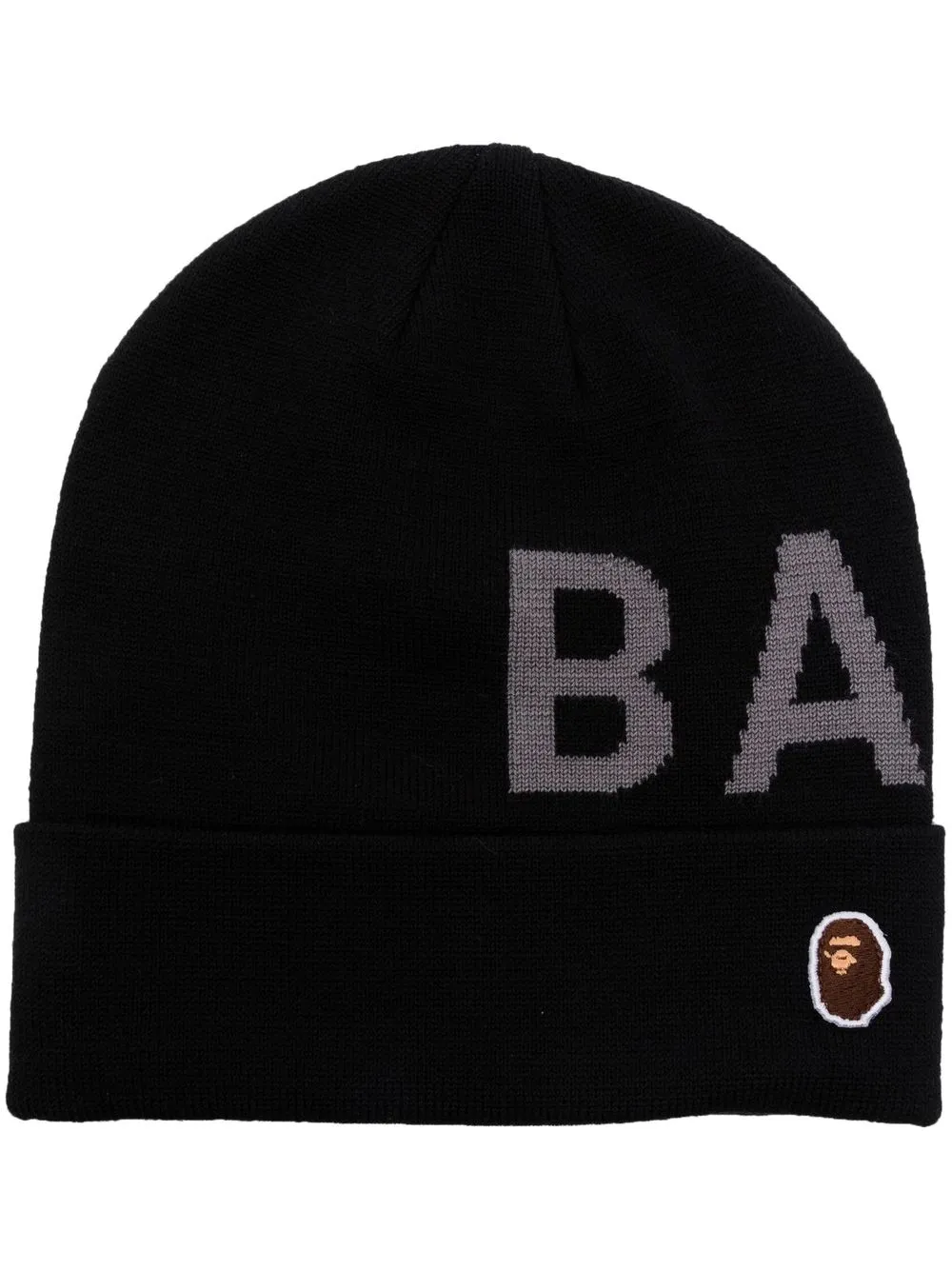 

A BATHING APE® gorro tejido en intarsia con parche del logo - Negro