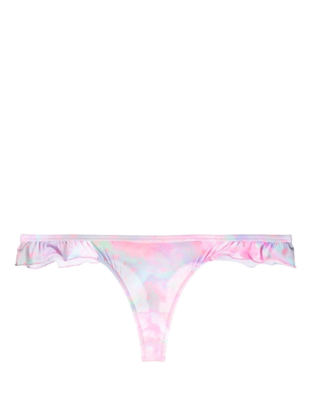 Chiara Ferragni Eye Star Ruffle Bikini Bottoms In Pink