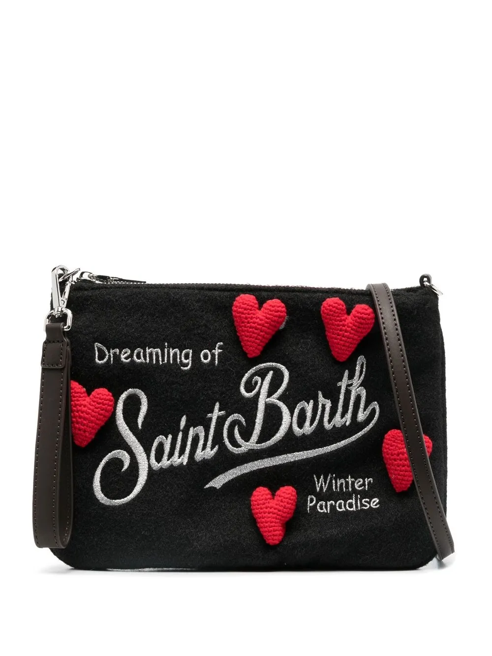 

MC2 Saint Barth heart-embroidered clutch bag - Black