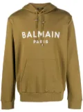 Balmain logo-print drawstring hoodie - Green