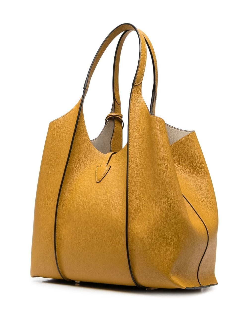 Shop Tod's Logo Hardware Leather Tote Bag In Yellow