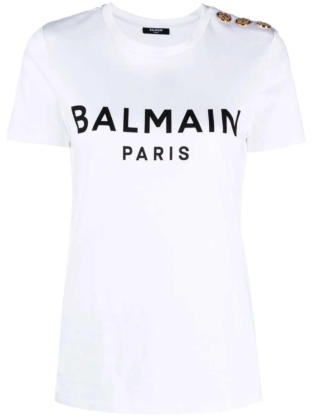 

Balmain embossed-buttons logo-print T-shirt - White