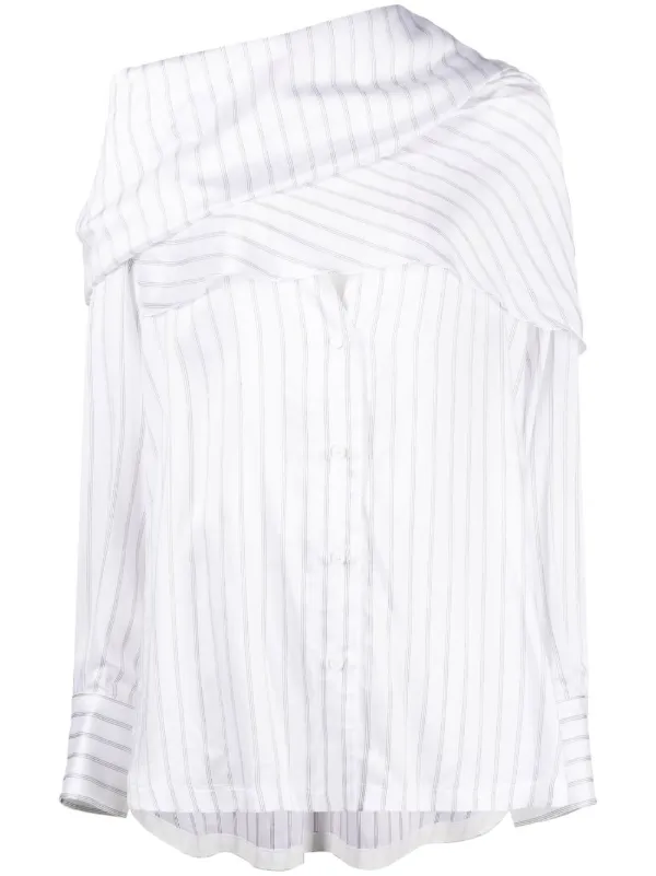 The Attico Striped Asymmetric Shirt in White