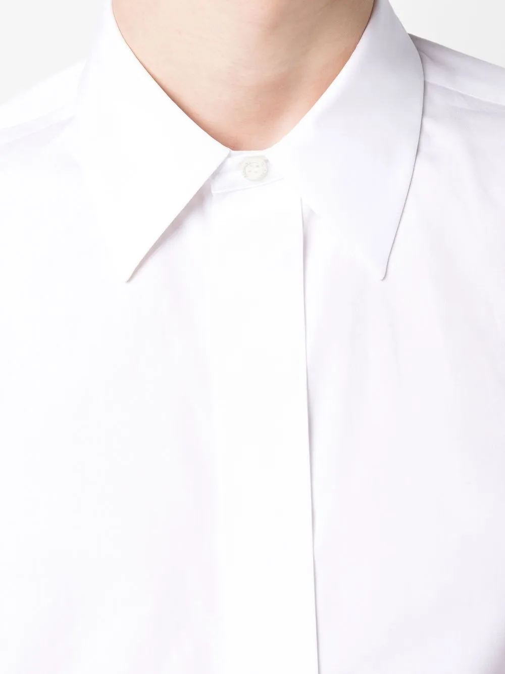 Alexander Mcqueen Piped-trim Collar Poplin Shirt In Weiss