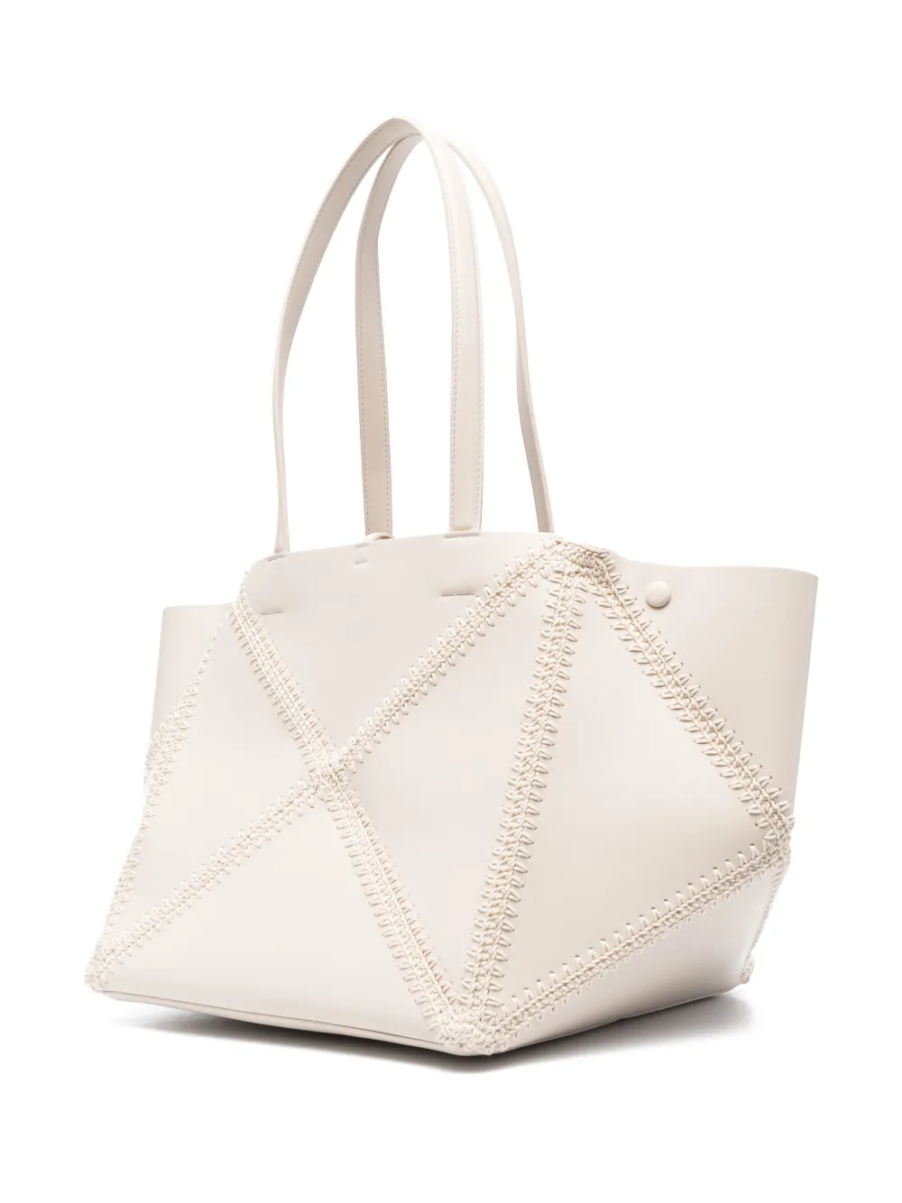 Shop Nanushka The Origami Crochet-stitch Tote Bag In Nude