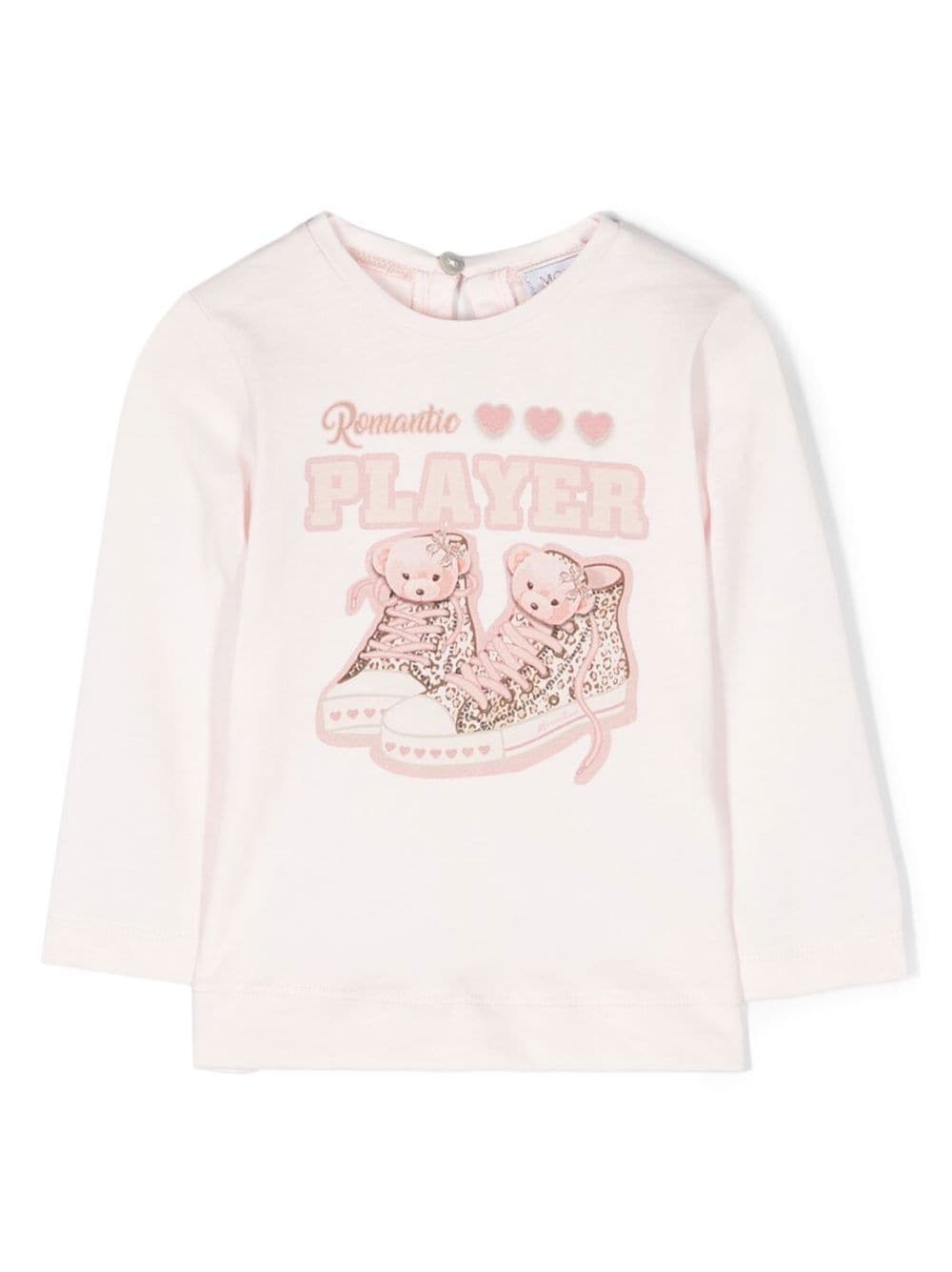 Monnalisa Babies' Romantic Player Graphic-print T-shirt In Pink