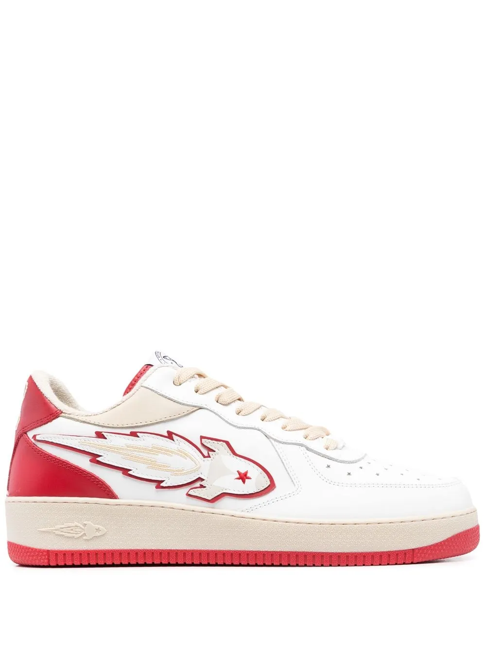 Shop Enterprise Japan Rocket Lace-up Leather Sneakers In White