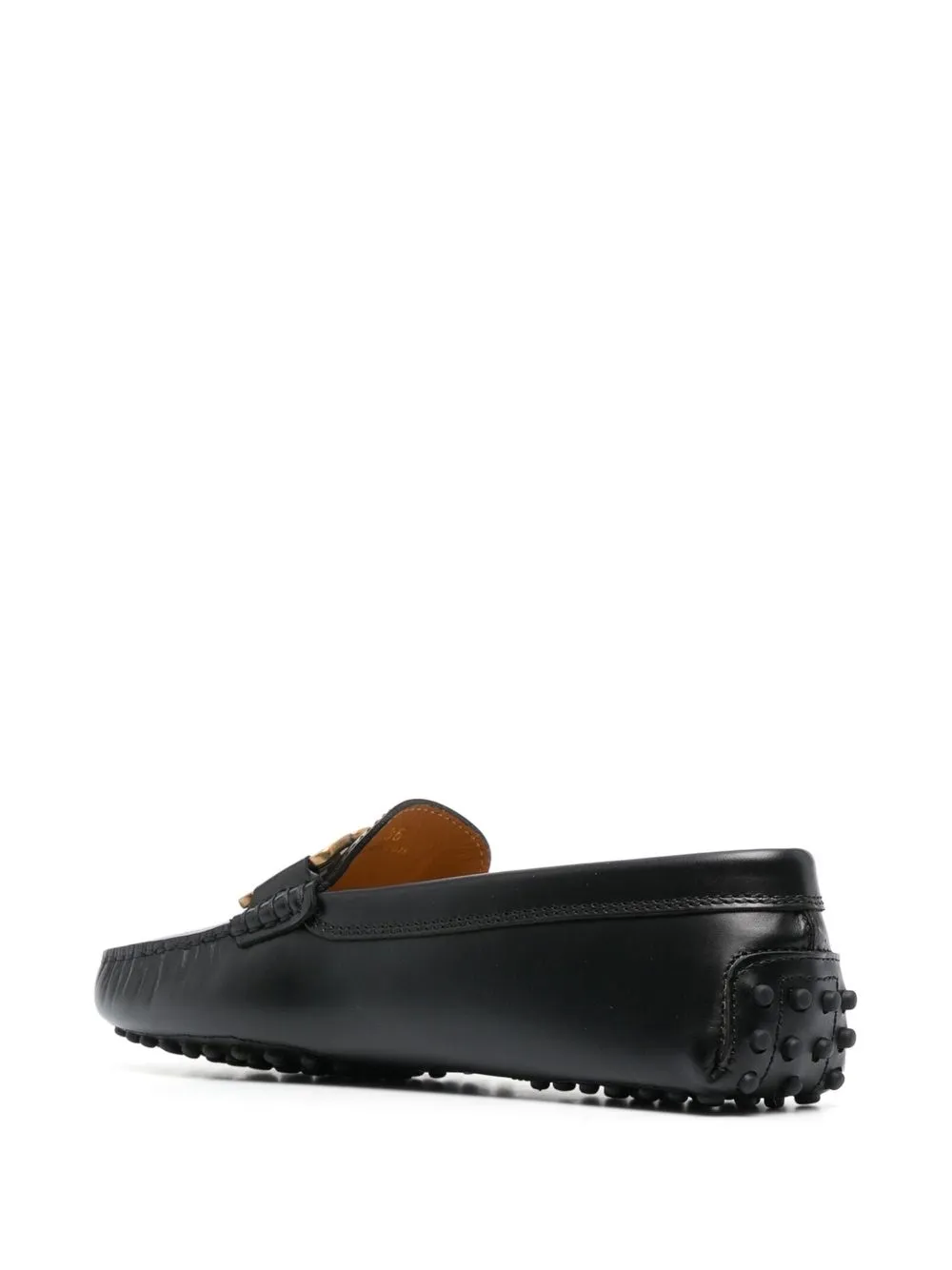 Tod's Logo Plaque Round Toe Loafers In 黑色