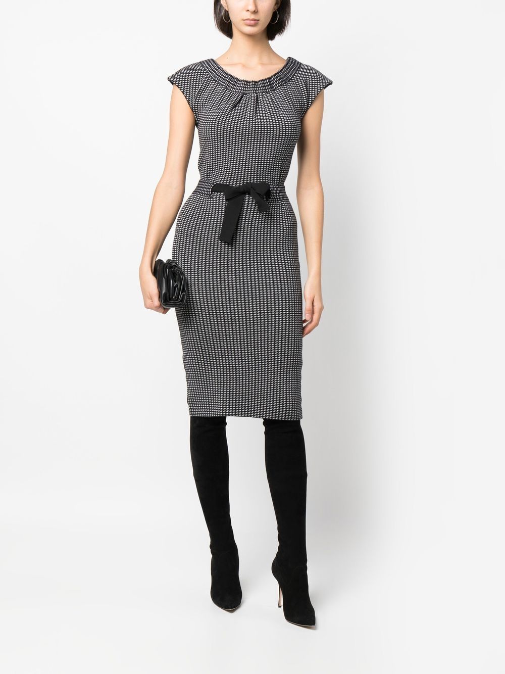 Pre-owned Dior 2010  Belted Knitted Dress In Black