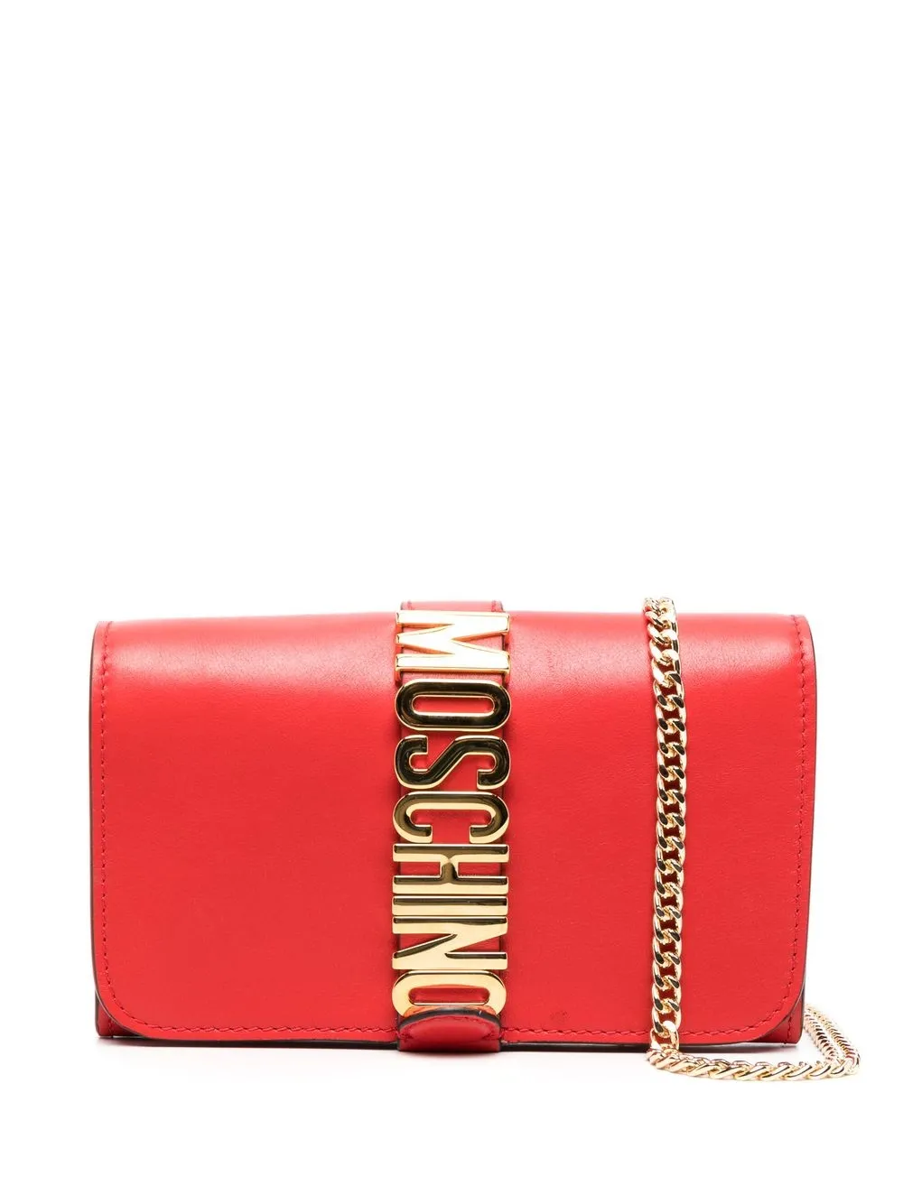 

Moschino logo-plaque clutch bag - Red