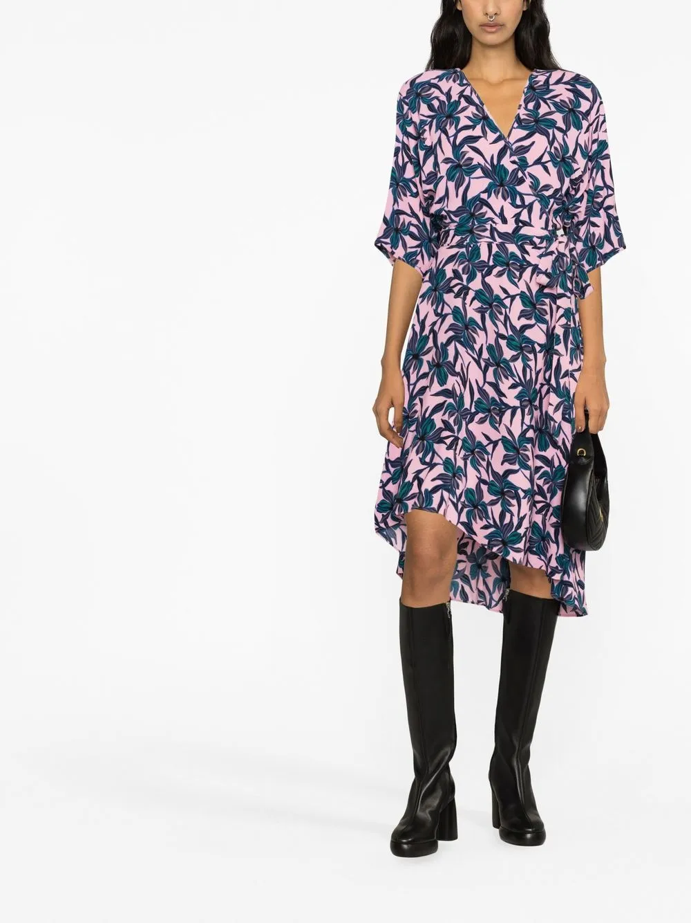DVF Diane von Furstenberg Midi-jurk met bloemenprint - Roze
