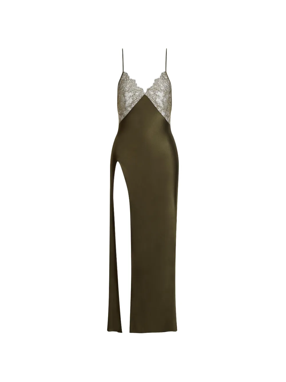 Maison Close robe-nuisette bordée de dentelle - Vert