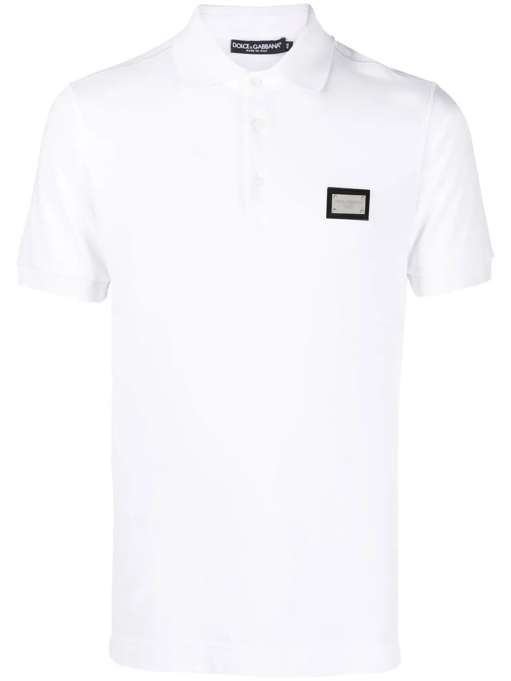 

Dolce & Gabbana logo-plaque cotton polo shirt - White