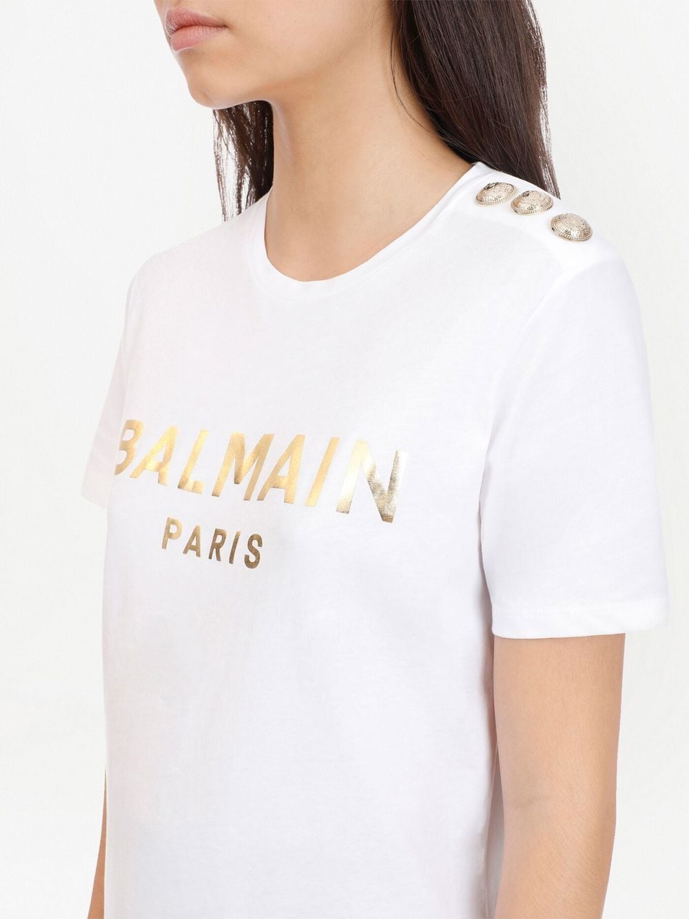 Balmain metallic-logo T-shirt - Farfetch