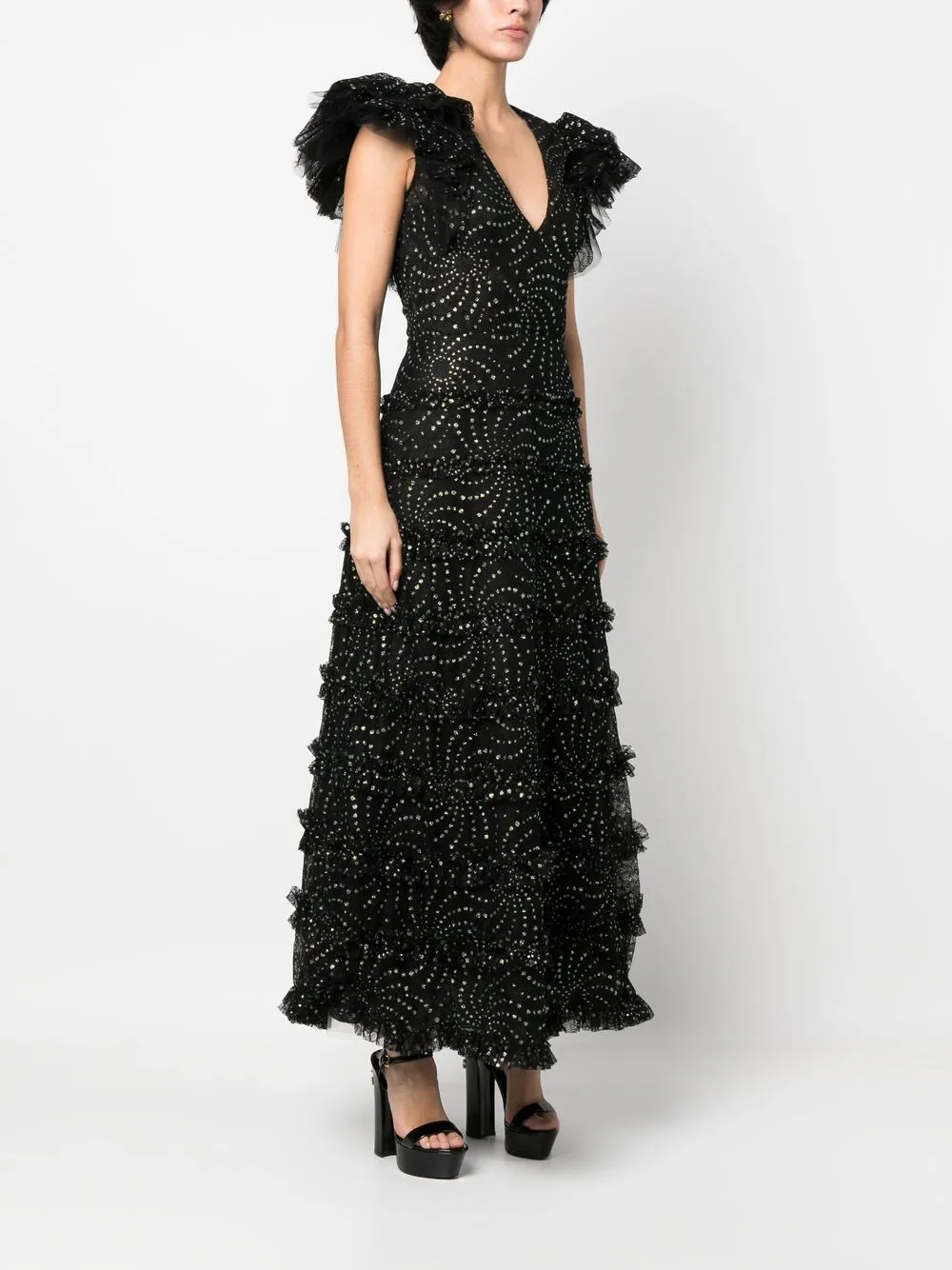 Costarellos Isla glitterlace Maxi Dress Farfetch
