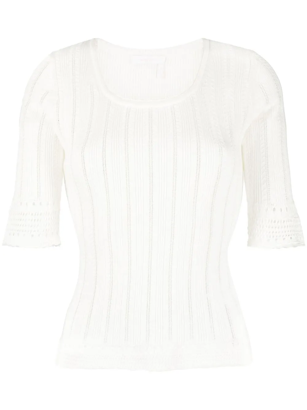 

See by Chloé pointelle-knit half-sleeve jumper - White