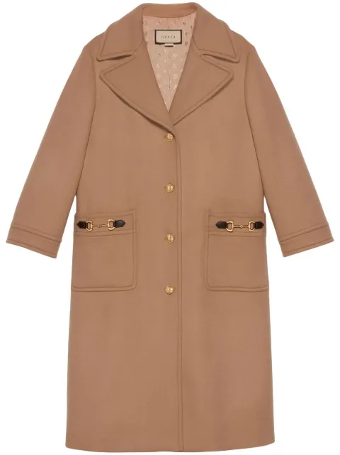 horsebit-detail felt wool coat