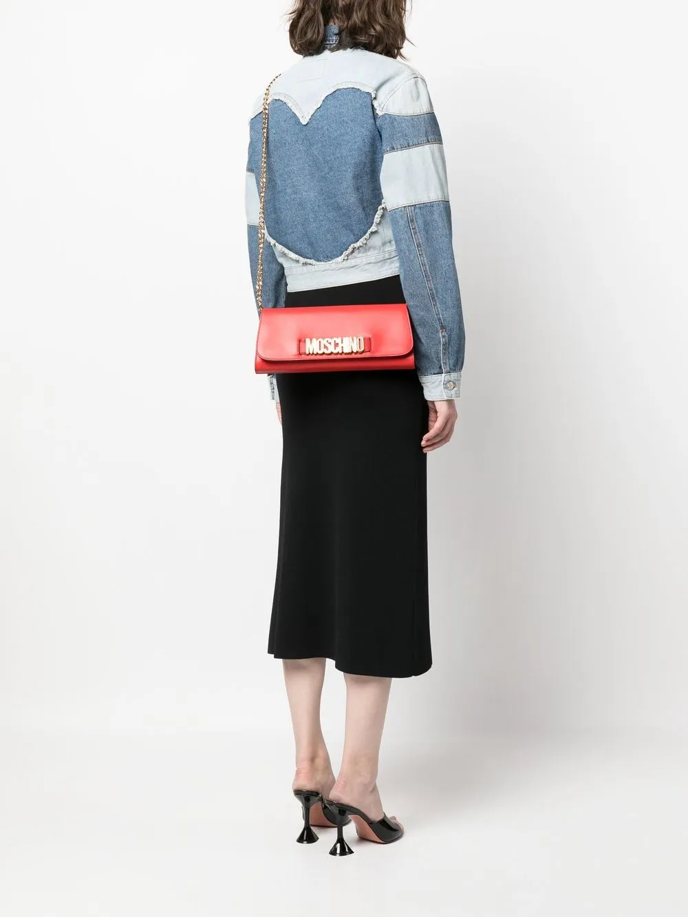 Moschino Crossbodytas met logoplakkaat - Rood