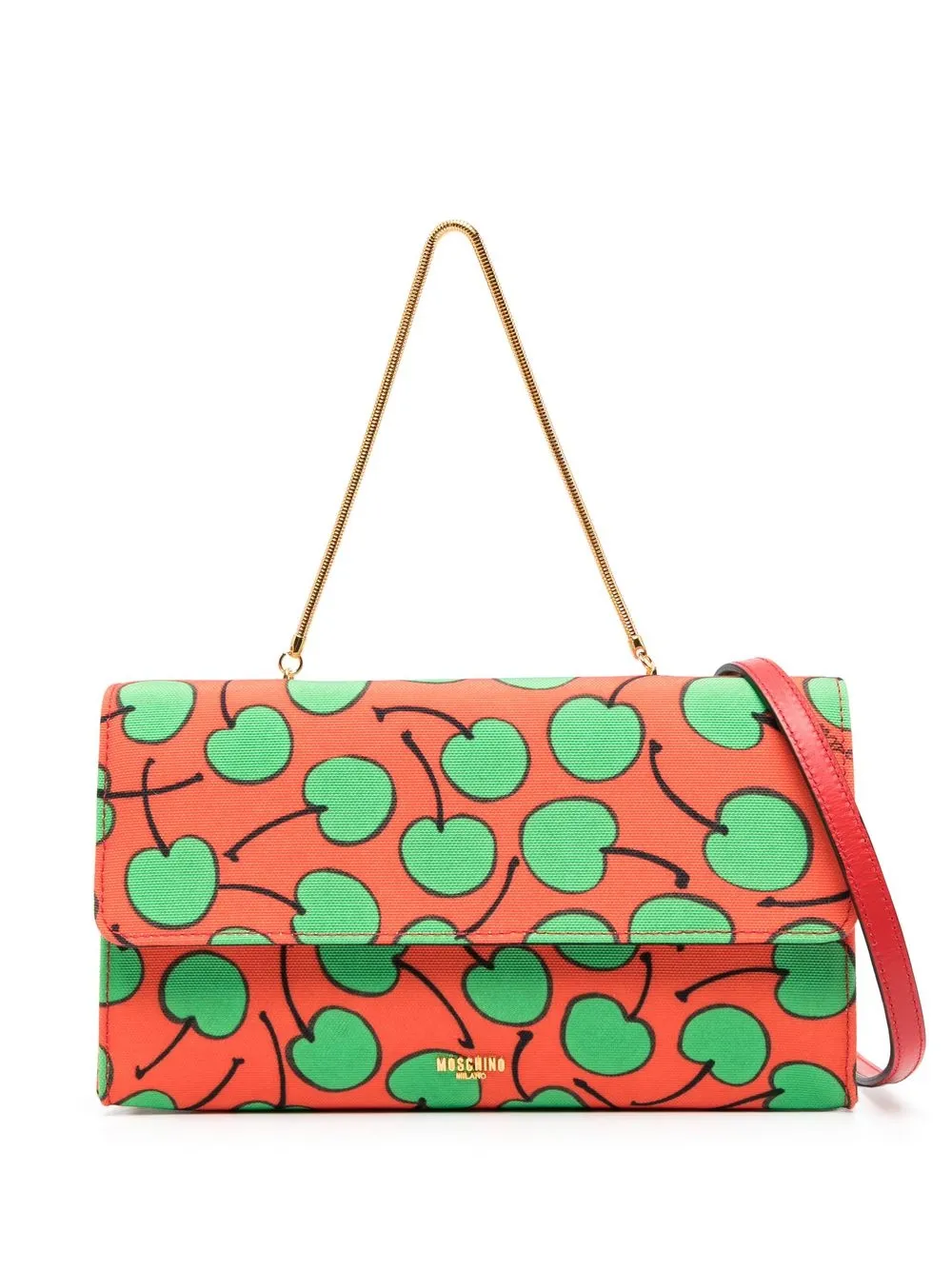 

Moschino cherry-print leather tote bag - Red
