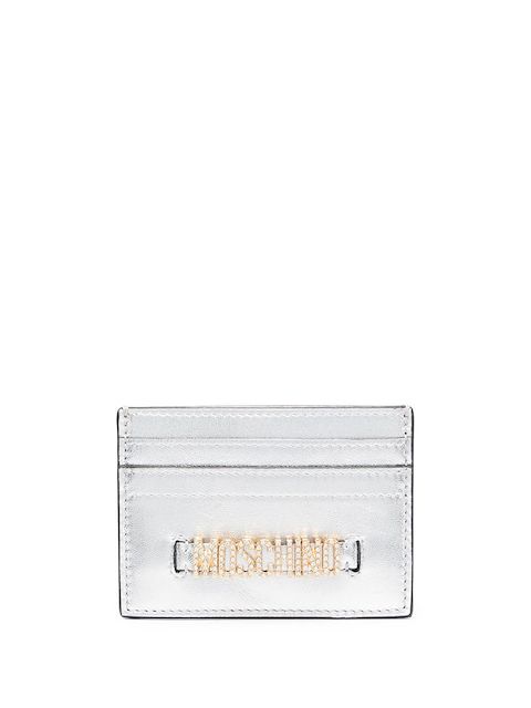 Moschino tarjetero con logo y detalles de cristal