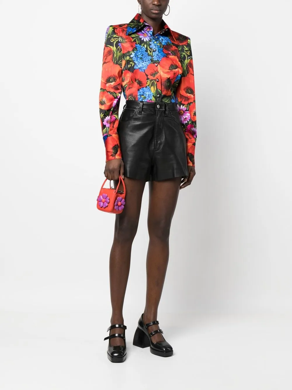 Moschino Shopper met bloemenprint - Rood