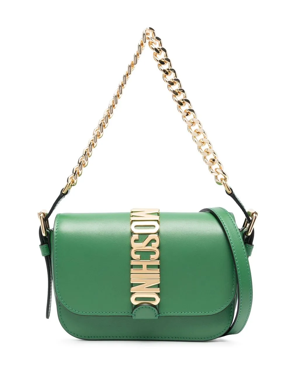 Moschino logo-print shoulder bag - Green