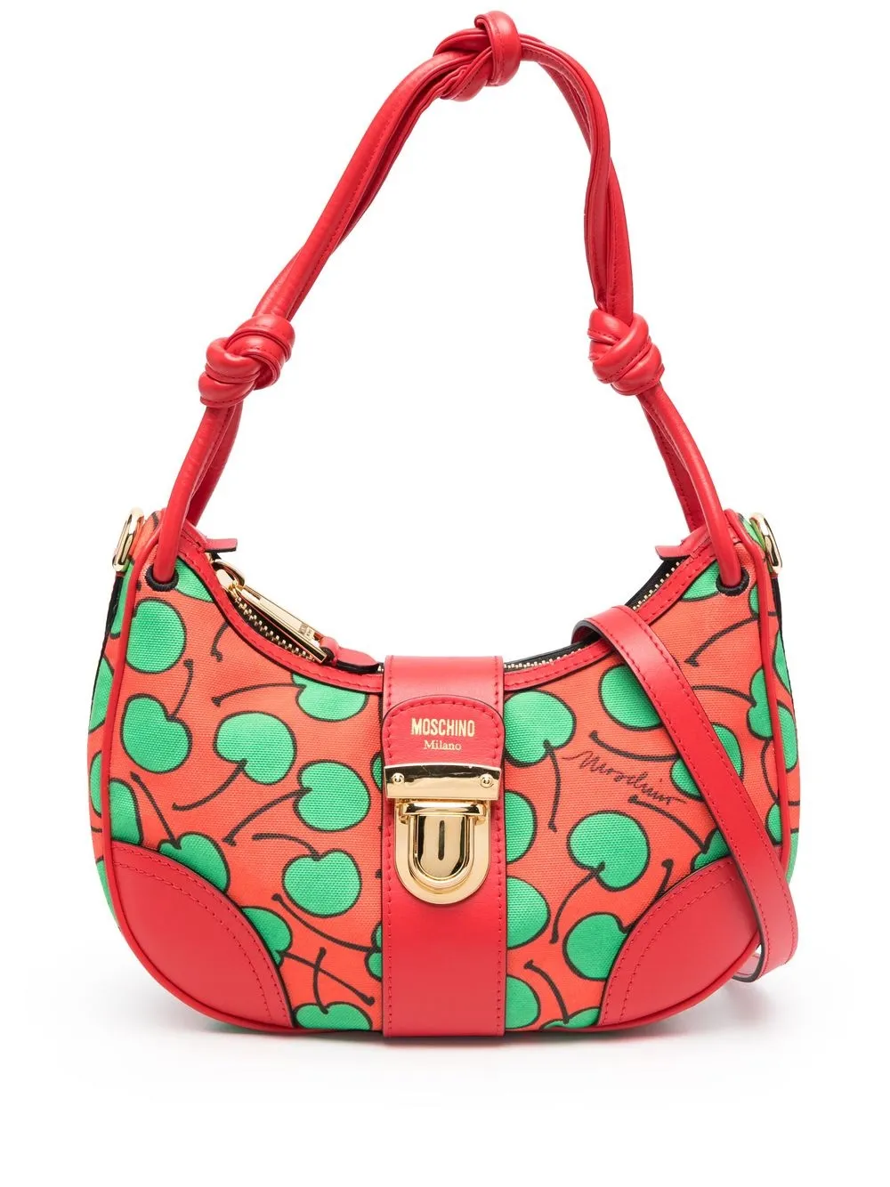 Moschino Cherry-print Leather Shoulder Bag In Red | ModeSens