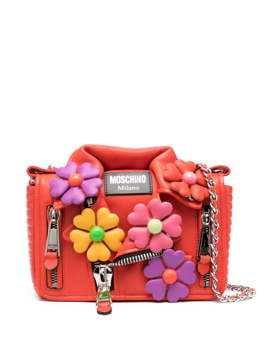 Moschino floralappliqué bikerjacket Shoulder Bag Farfetch