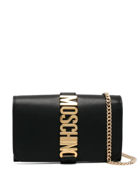 Moschino logo-plaque clutch bag
