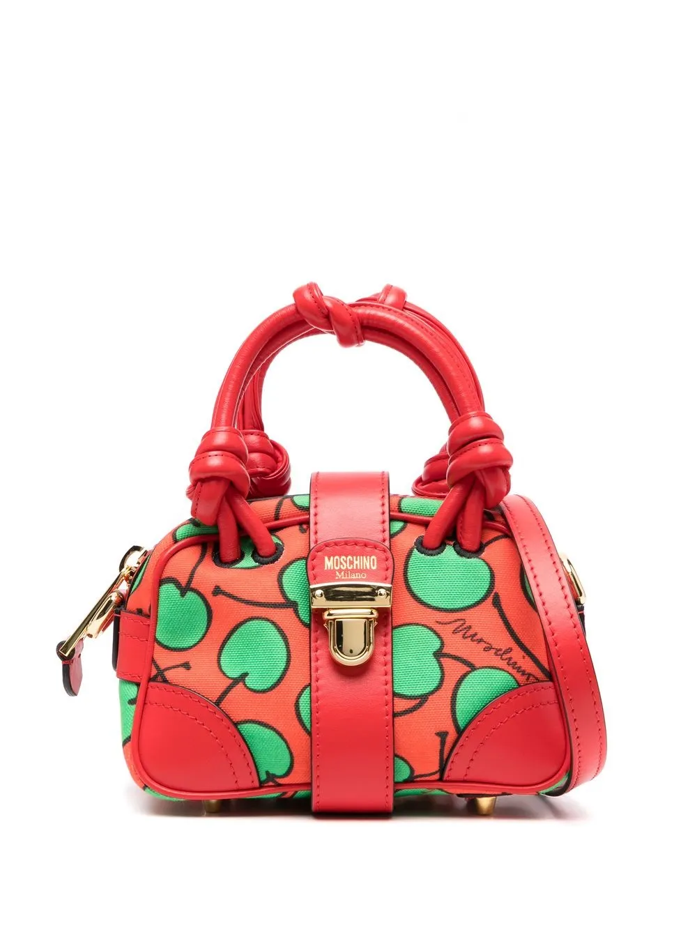 Moschino apple-print top handle bag - Red