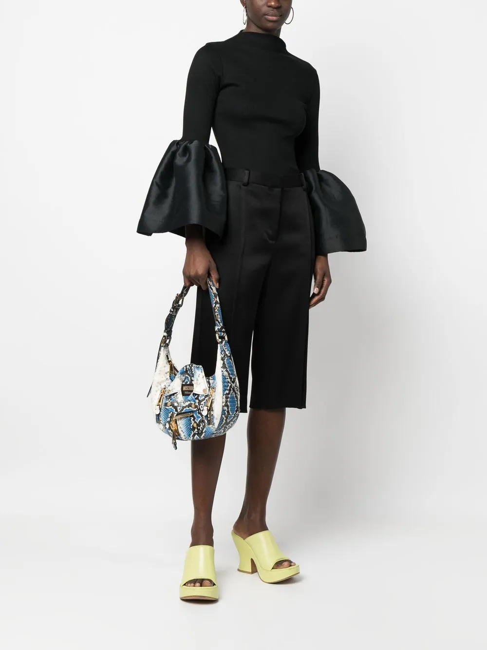 Moschino Bikerjack van slangenleer - Blauw