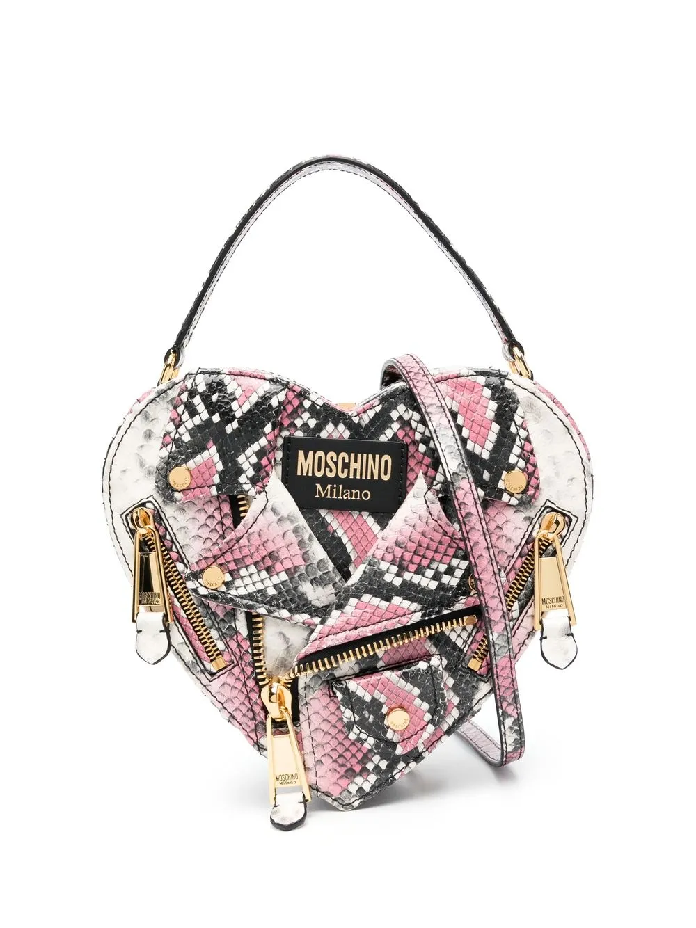 

Moschino snakeskin biker-jacket heart tote bag - Pink