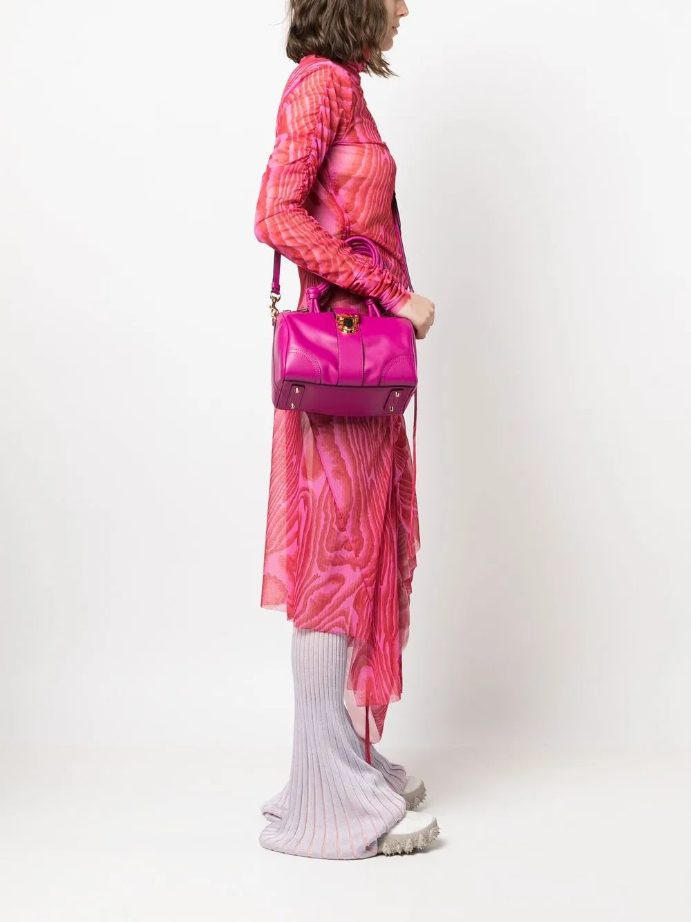 Moschino Leren bowlingtas - Roze