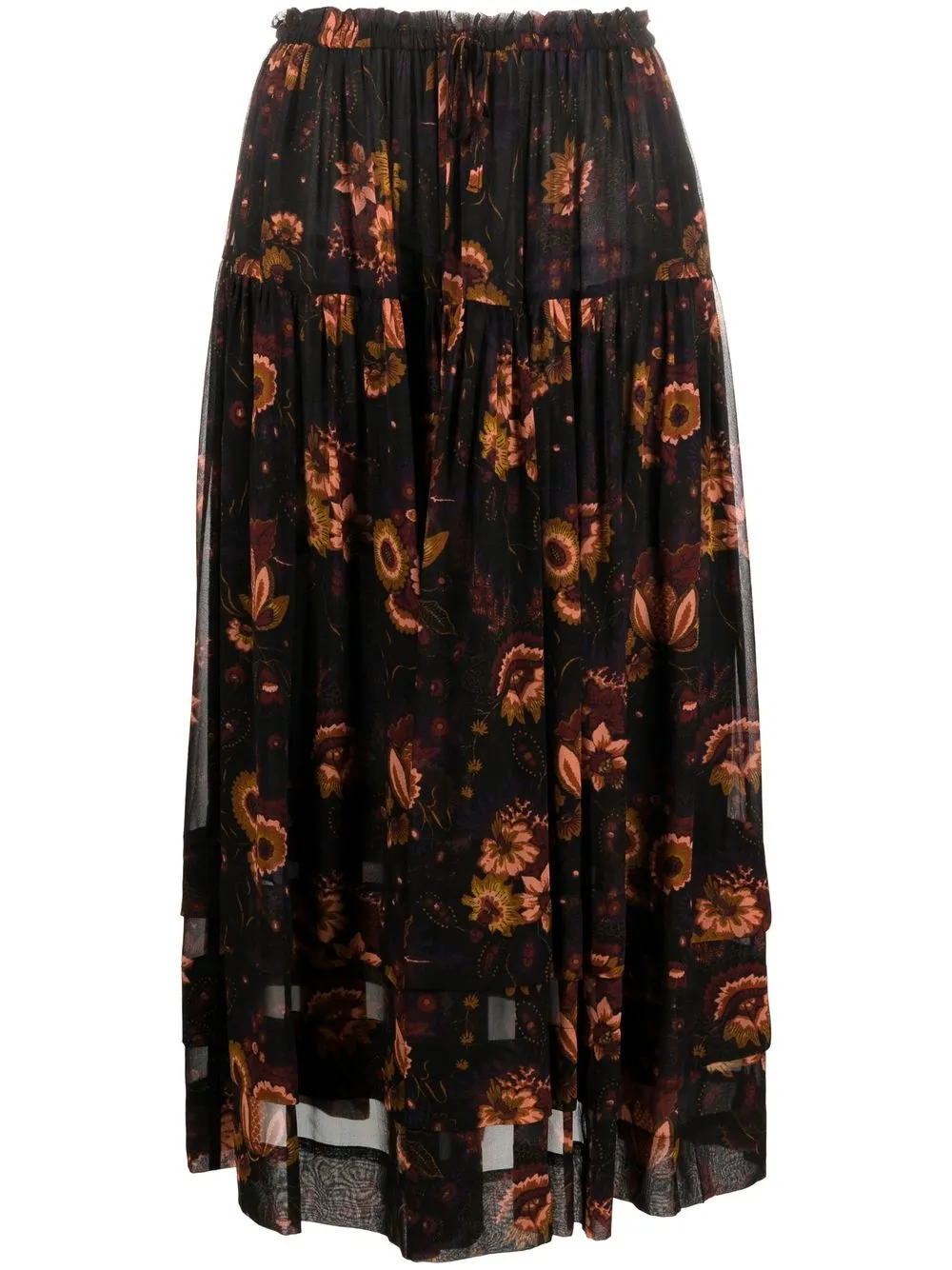 

Ulla Johnson Rita floral-print silk skirt - Black